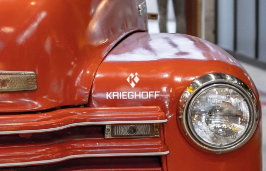 Aufkleber / langfristige Klebefolie (z.B. Auto, Fenster), Krieghoff-Logo (10x5,16cm) weiß, matt