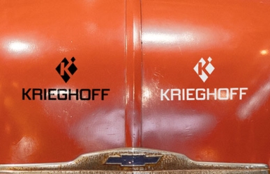 sticker / long-term adhesive film (e.g. car, window), Krieghoff logo (10x5.16cm) 
